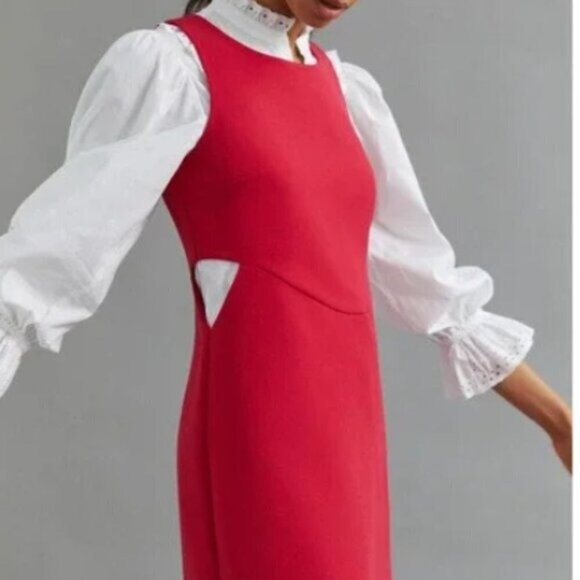 Anthropologie Mare Mare Cutout Bodycon Dress in Red XL — Statement Piece - Picture 5 of 13